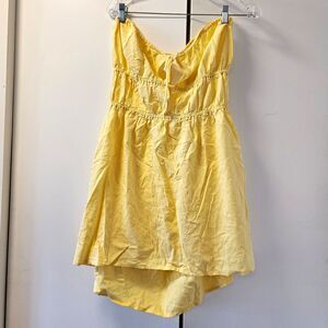 Wild Fable Butter Yellow Coquette Strapless Low Back Mini Dress Hi Low XL NWOT